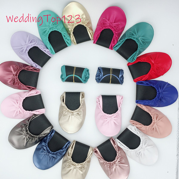 wedding present for guest favor Colorful fold up ballerina slipper with customized pouch