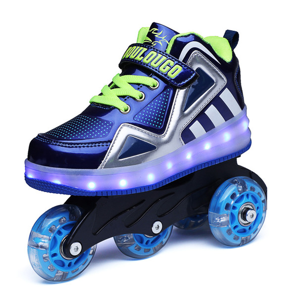 hot style original fine roller skates pulley shoes adult double row wheel luminous light shoes double row roller skates deformation sho