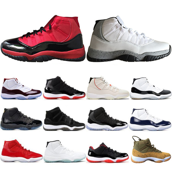 New Arrival 11 11s Concord 45 Olive Lux Basketball Shoes Traderjoes Prom night platinum tint Win Like 96 gym red Space Jam sneakers