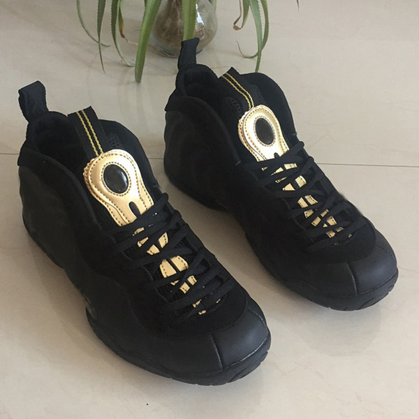 Hot sale New Arrival Black Metallic Gold Penny Hardaway Men casual Shoes 624041-009 foam one High quality mens sports shoes size 40-47