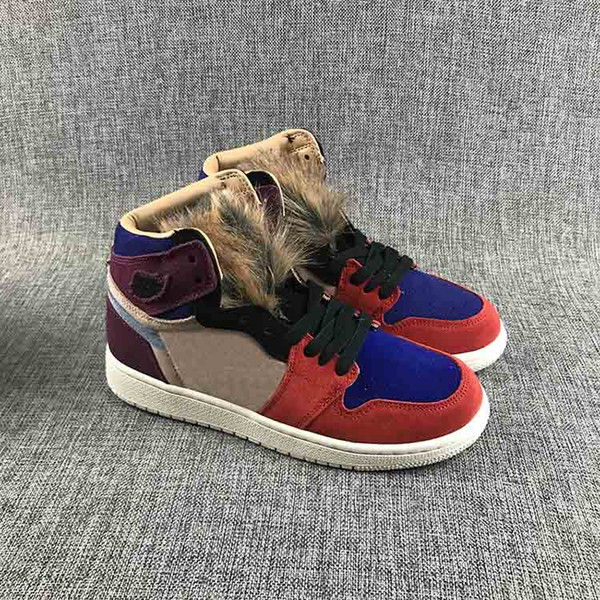 High quality 1 dimensional Ouqi female basketball shoes 1s Aleali May detachable fur tongues Sneakers With Box BV2613-600