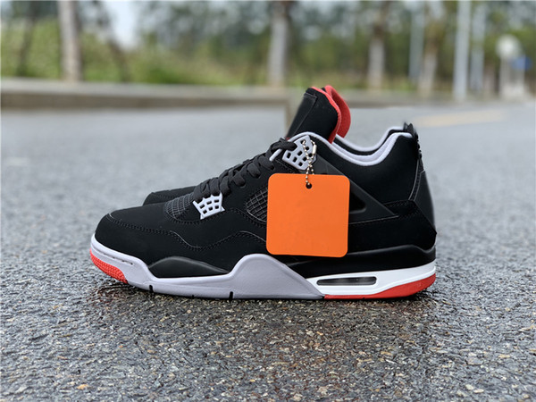 Hot Release Authentic 4 Bred 4S IV Men Black Cement Grey Summit White Fire Red Shoes casual shoes With Original Box 308497-060