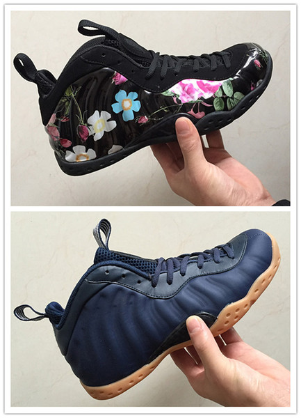 Newest Penny Hardaway Midnight Navy Flower Black Men Designer Sports Shoes Foam Pro One Gum Light Brown-White mens Athletic Sneakers