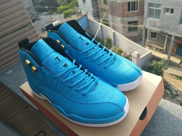 University Blue 12s GS men Athletic Sports Shoes 130690-430 Metallic Gold Black leisure sports shoes mens Sneakers