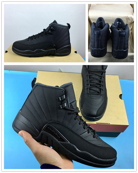 Good Quality 12 12s WNTR Winterized Triple Black Basketball Shoes Men Black Anthracite Trainers Chaussure Cheap for Sale with box