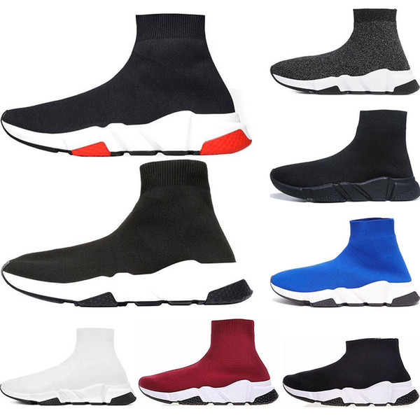 2019 Designer Shoes Luxury Brand Speed trainer white Red bule Triple Black white Flat Fashion Socks shoes sports Sneaker size 36-45