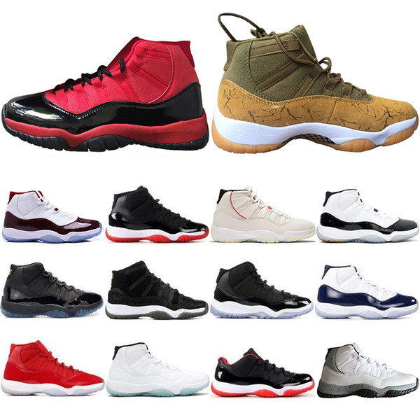 Concord 45 Olive Lux 11 Mens Basketball Shoes 2019 Black Red 11s Cap and Gown Platinum Tint White gray Men sports Sneakers