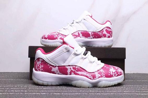 Newest 11 Low WMNS Pink Snakeskin White Watermelon Black Women Basketball Shoes Fashion Hottest 11s Snakeskin Ladies Sneakers