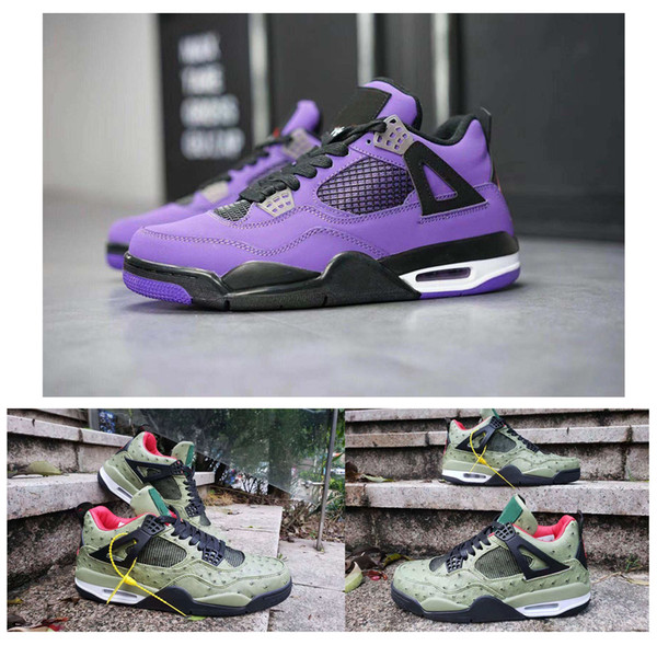 Hot sale high quality 4 Travis Scotts 4S IV Cactus Jack Purple Suede Men basketball shoes With Box 308497-510 size7~13