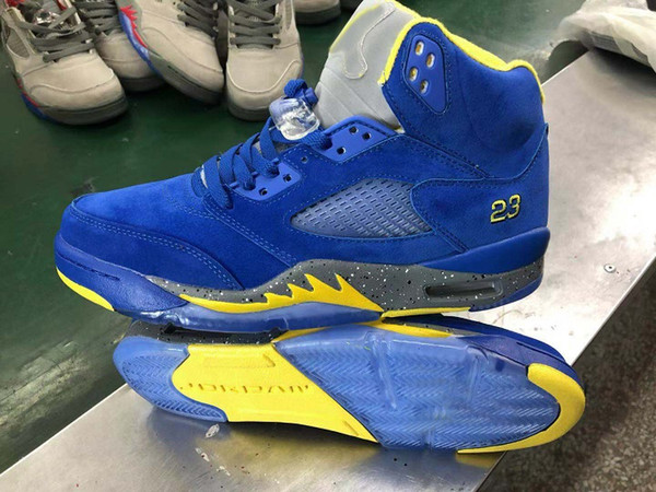 2019 New Arrival 5 JSP Laney Varsity Royal Men Basketabll Shoes CD2720-700 Blue Light Charcoal-Varsity Maize designer Sneakers with box