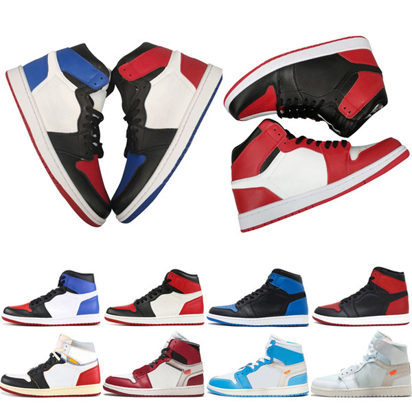 1 top 3 Mens Basketball Shoes Chicago Bred Banned Black Toe UNC Royal Blue Fragment Not For Resale 1s men sports sneakers designer trainers