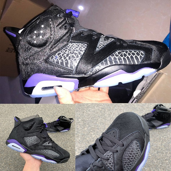 AR2257-005 Top quality men sports shoes Social Status x 6 Black Dark Concord snakeskin pony hair Jumpman 6s Mens sports shoes Size 7-13