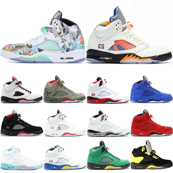 New Original 5 5s Mens Basketball Shoes PSG Black White wings Fresh Prince Laney Oregon ducks Sports Camo Grey Designer Trainers Sneakers