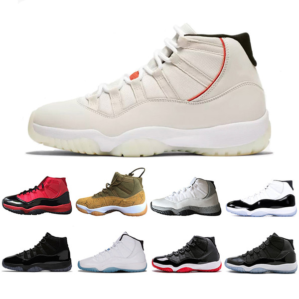 Hot Sale Concord 45 Olive Lux 11 Basketball Shoes 2019 Black Red 11s Cap and Gown Platinum Tint White gray Men sports Sneakers