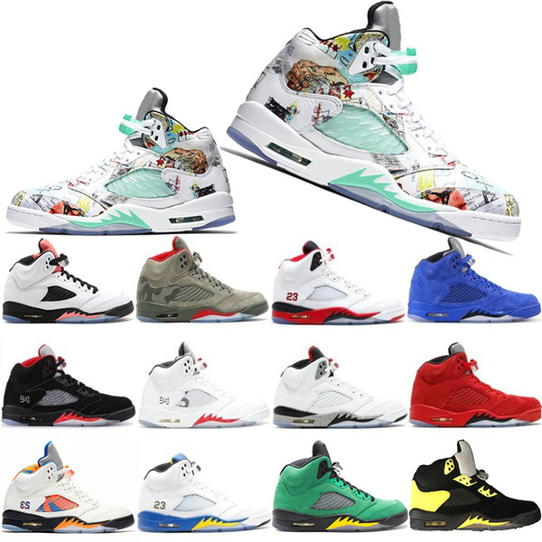 Top Fashion 5 5s Basketball Shoes PSG Black White wings Fresh Prince Laney Oregon ducks Camo Grey Designer Mens Sports Sneakers Trainers