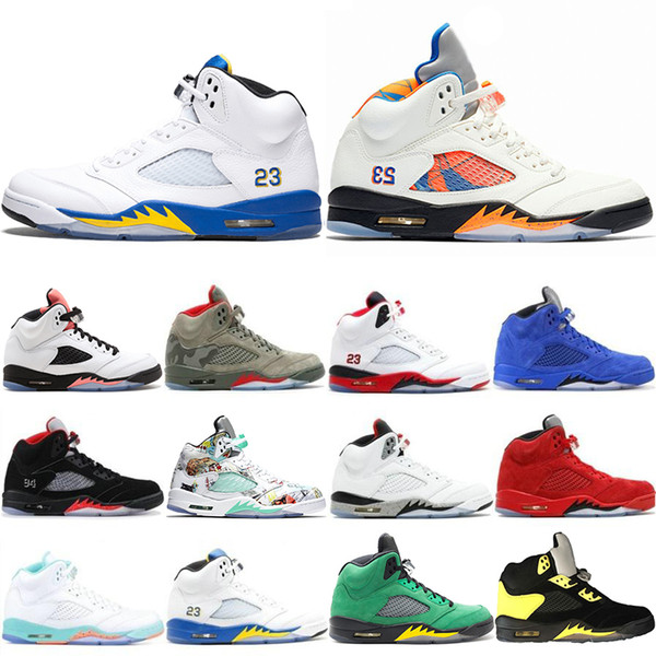 Cheaper New 5 5s Basketball Shoes PSG Black White wings Fresh Prince Laney Oregon ducks Camo Grey Designer Mens Sports Sneakers Trainers