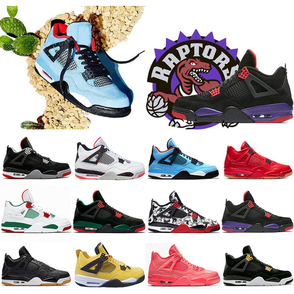 Cheaper New Bred Pale Citron Tattoo 4 IV 4s men Basketball Shoes Black White Pizzeria Travis Singles Day mens trainers Sports Sneakers 41-47