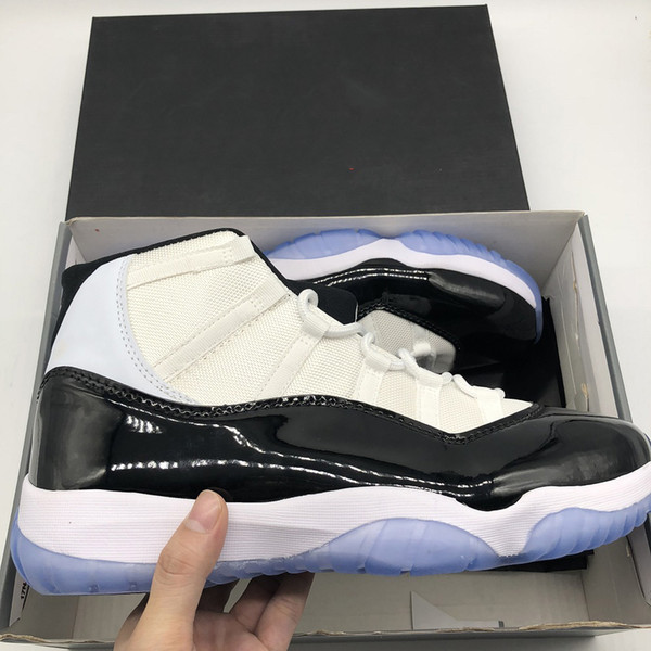 With Box 11s Concord Number 45 XI 11 Men Women Basketball Shoes 378037-100 White Black Dark Concord Classic mens womens sports Sneaker 36-47