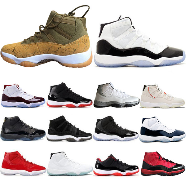 New Classic Concord 45 Olive Lux 11 Basketball Shoes 2019 Black Red 11s Cap and Gown Platinum Tint White gray Mens sports Sneakers