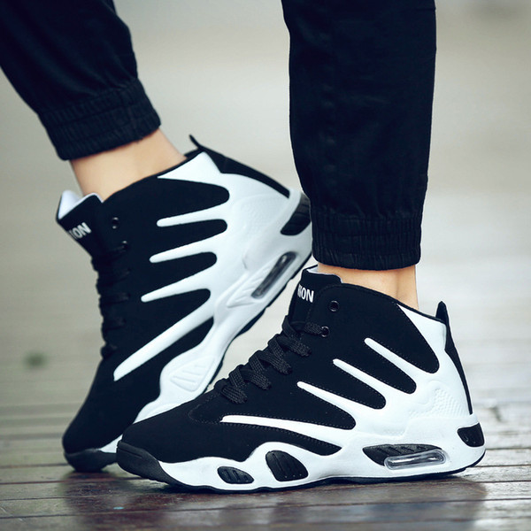 2019Autumn New Gaobang Couple Shoes Korean Version of Middle School Students Sports Basketball Shoes Men's High Heels