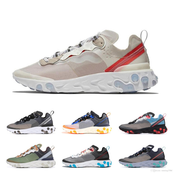 React Element 87 Mens Designer Running Shoes Women Casual Air Cushion Trainers Outdoor Top Quality Hiking Jogging Sports Sneakers 36-45