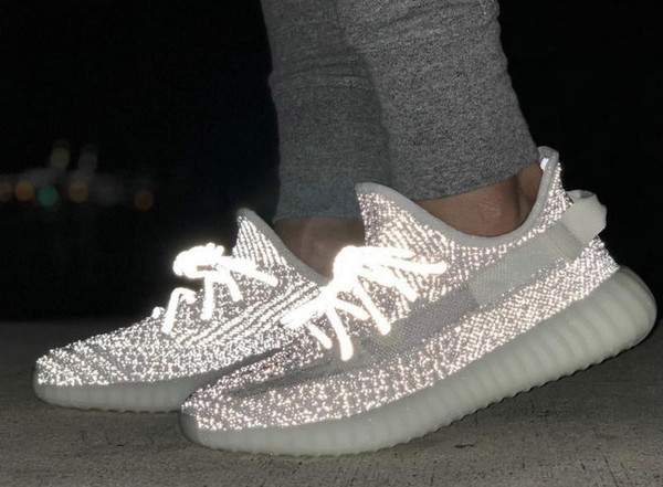 Wholesale and retail Reflective 350 roller shoes Static Running Shoes Mens Womens Kanye West V2 Static Designer Shoes Boots Size US5-11