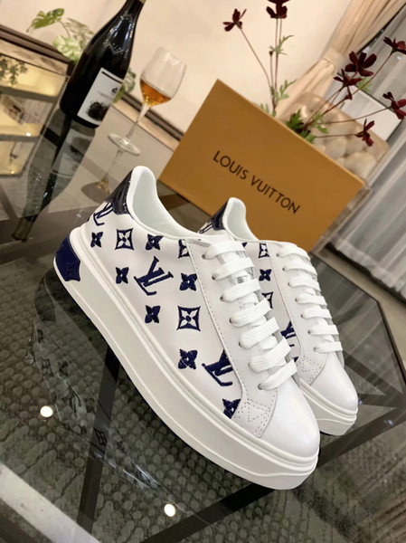 newest L Men Casual Shoes Leather women Womens Leather embroidered logo comfortable Shoes Flat Casual Shoes Daily Jogging 3 colors