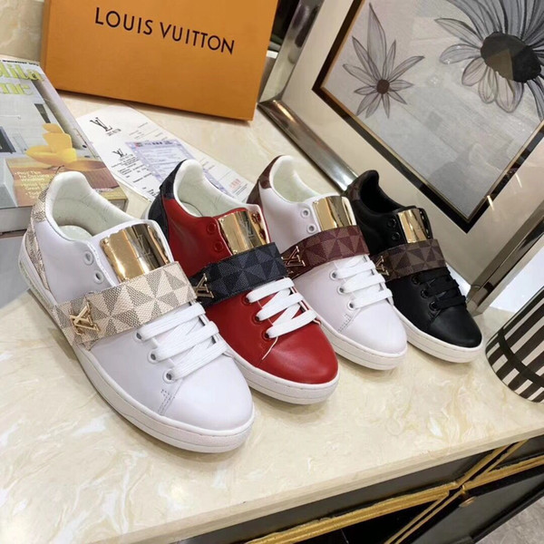 19ss newest L brand leather casual shoes Women and men Fashion Racing Runners men shoes genuine leather fashion Mixed color