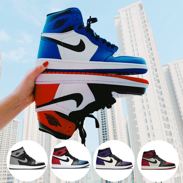 Little Lightning Men's Shoes Black Purple Black Red Toes Jo 1 Chicago Shadow Black Golden Mandarin Duck Women's Shoes High Upper Basketball