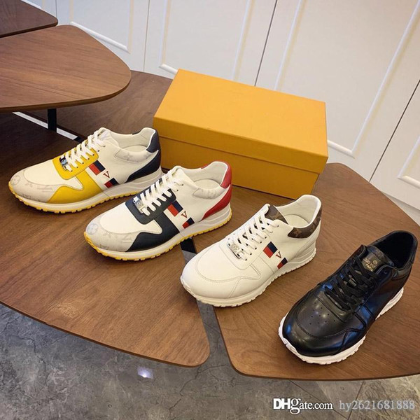 Plain calfskin sneakers new men's casual shoes in Italy LOGO printing the whole package of the original single quality free shippi