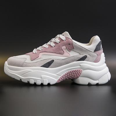 Sports shoes female 2019 new Korean version of the wild autumn breathable color matching platform shoes