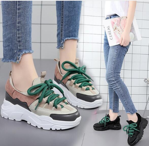 Spring and autumn new color matching platform girls sports shoes, platform shoes, low-cut women's casual shoes, daily running shoes