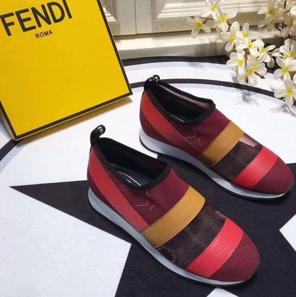 NEWEST HOT WOMEN Wholesale High Quality Race Shoes Casual Man Woman Fashion Patchwork Mixed Colors Leather Cheap Sneaker Mesh Shoes