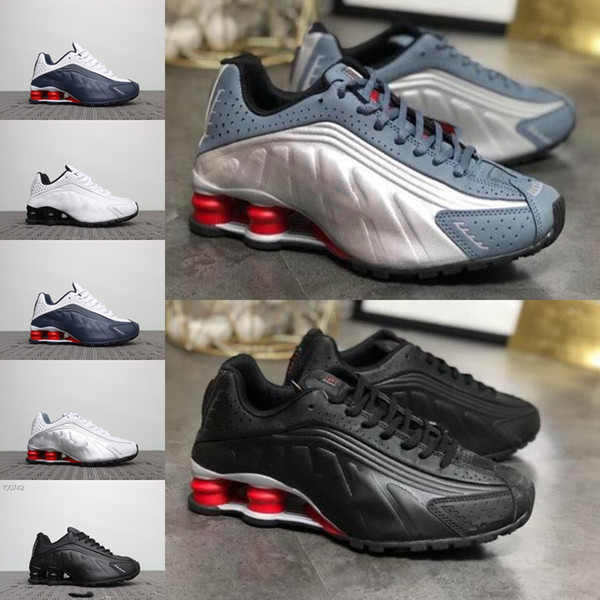 New Shoes Casual Sneakers Man 2019 Mens Shoes Shox Air Triple Black R4 OG In Black And Silver Fashion Luxury Designer tennis Shoes