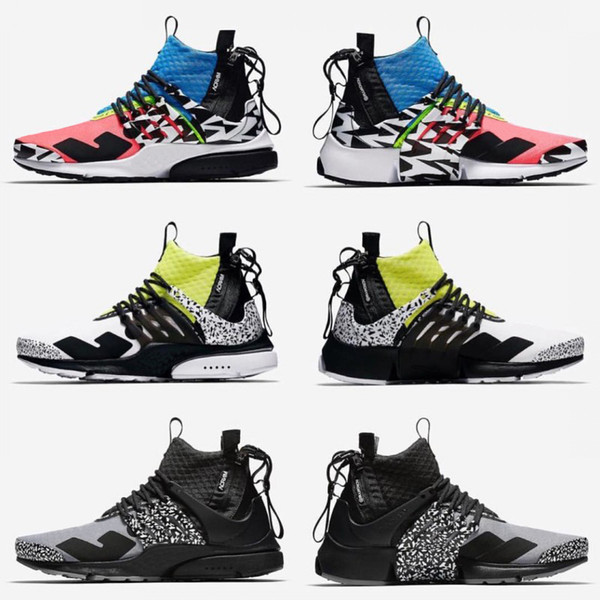 Brand New ACRONYM Presto Mid V2 Designer Shoes Camouflage Graffiti Men Women Running Shoes Racer Pink Cool Grey Darts Sneakers Size 36-45