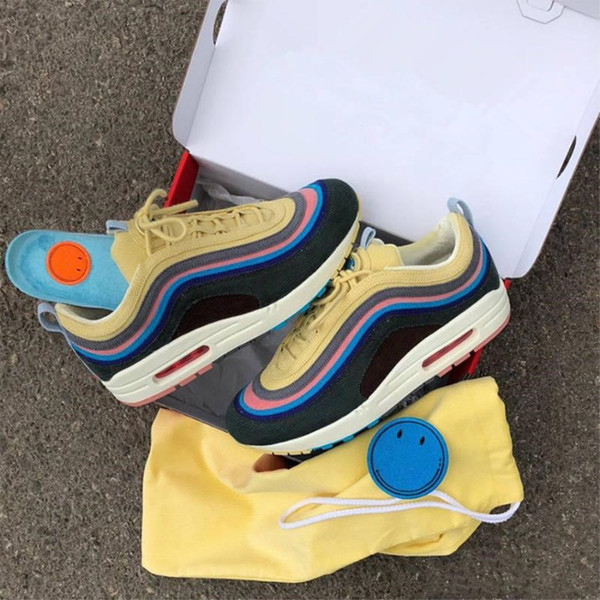 Brand New Sean Wotherspoon Men Running Shoes Top Women Vivid Sulfur Multi Yellow Blue Hybrid Sports Sneakers 36-45