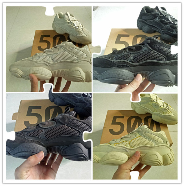 New Desert Rat 500 Salt Super Moon Yellow Utility Black Blush Designer Shoes 500 Cow Leather Running Shoes 3M Reflective Sneakers no Box