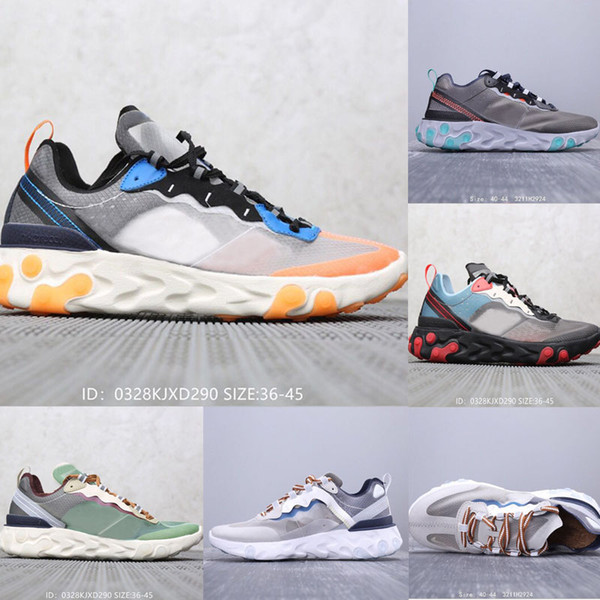 2019 Luxury Designer Epic React Element 87 Running Shoes for Men NEPTUNE GREEN Blue Mens Trainer Design Breathable Sports Sneakers