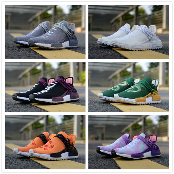 High quality Human Race Pharrell Williams x Trail NERD Equality Orange Holi CREAM Casual Running Shoes Men Women PW HU Sports Sneakers 36-45