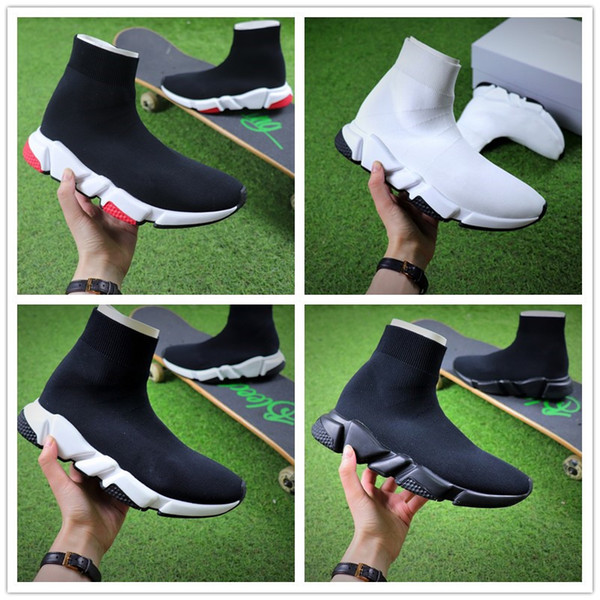 2018 Paris Triple-S Designer Luxury Shoes Speed Stretch-knit Mid Sneakers for Mens Women Black White Red Casual Running Trainers Shoes 35-45