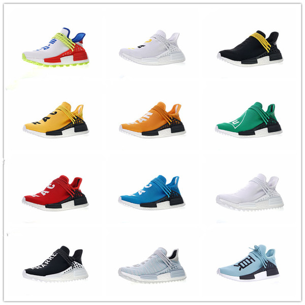 With Shoelaces+Original Human Race Pharrell Williams x Fashion Running Shoes for Mens Women Sneakers PW Hu Trail Sports Trainers Size 36-46