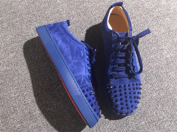 Red Bottom Designer Shoes Blue Red Dress Shoes Studded Spikes Flats shoes For Men and Women Party Lovers Genuine Leather Sneakers