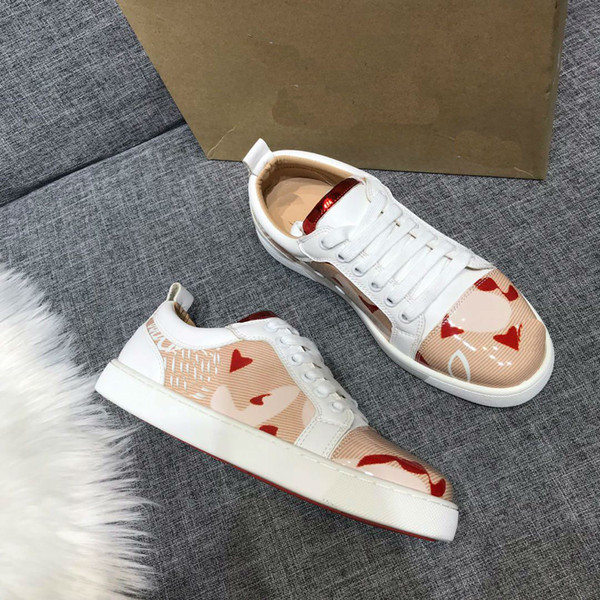 2019 Designer shoes low cut spike shoes red bottom real leather men women size 36-46 with box luxury sneakers top quality