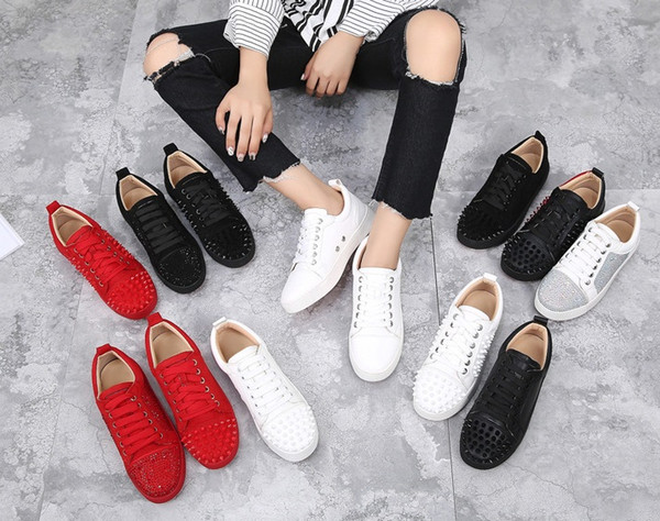 top leather red soles men women Suede leather Spike shoes low cut shoes size 35-45 with box designer luxury running shoes sneakers