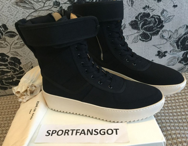 Without Box Size 34-46 Fear of God Military Sneaker BOOTS Black Nylon Jerry Lorenzo Fog Made In Italy high Cut Winter boots