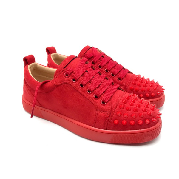 2019 Designer Sneakers Fashion Spike Low Cut Party Dress Shoes Red Bottom Sneaker Luxury Party Wedding Shoes Genuine Leather Casual Shoes