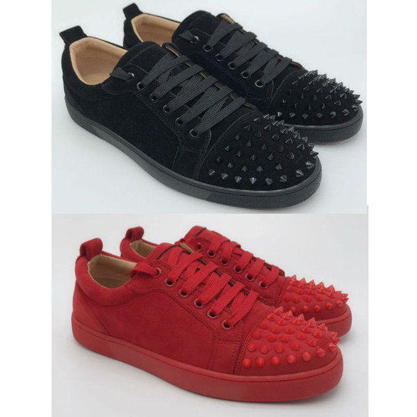 Top leather red Bottom Suede leather Spike shoes low cut shoes size 35-45 with box designer luxury running shoes sneakers