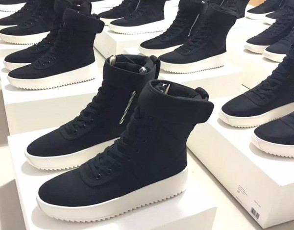 Without-Shoe-Box DHL Free Size 36-46 Fear of God Military Sneakers Black Nylon Jerry Lorenzo FOG Made In Italy High Cut Winter Fashion Boots