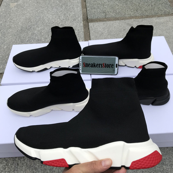 Brand Speed Runner Luxury Shoes Socks Boots Top Quality Triple Black White Flat Red Trainer Sneaker Running Shoes Sport With Box US13