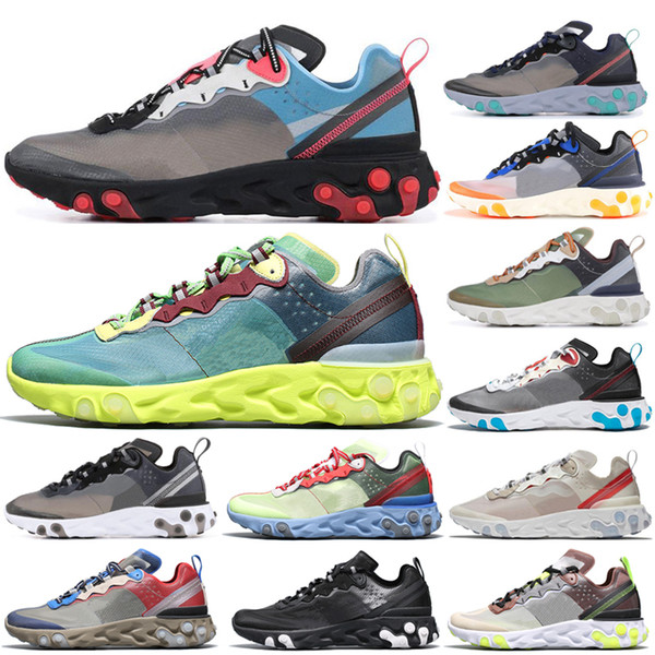 2019 New React Element 87 Undercover Men Running Shoes For Women Designer Sneakers Sports Mens Trainer Shoes Sail Light Bone Size 36-45